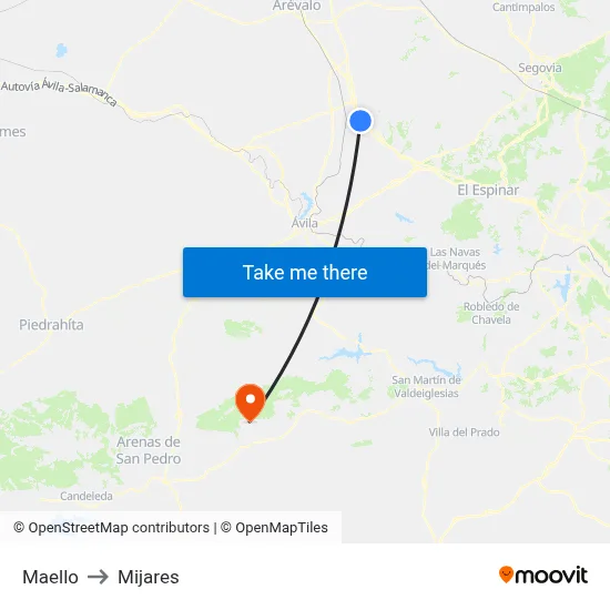 Maello to Mijares map