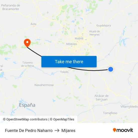 Fuente De Pedro Naharro to Mijares map