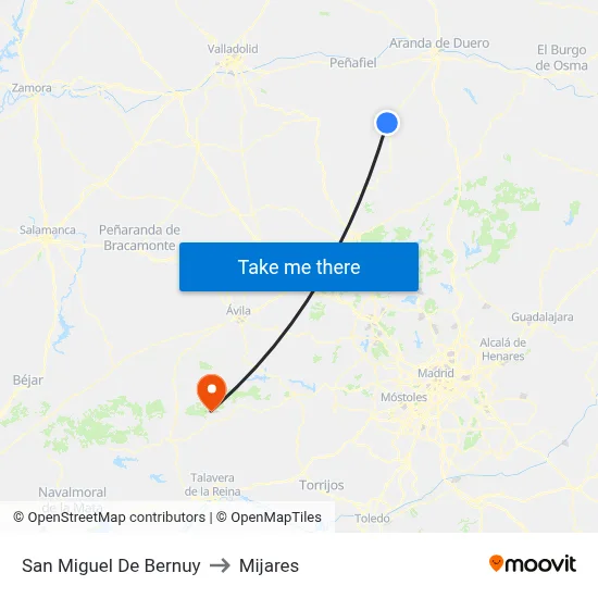 San Miguel De Bernuy to Mijares map