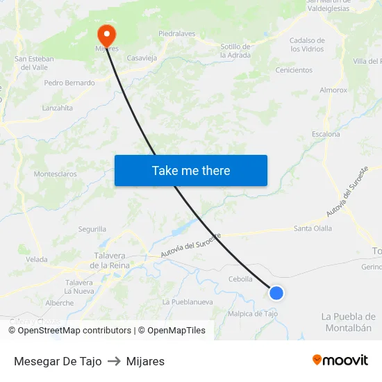 Mesegar De Tajo to Mijares map