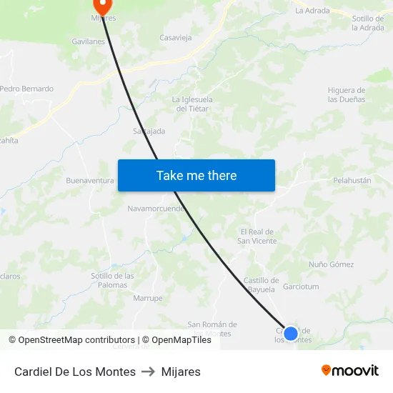 Cardiel De Los Montes to Mijares map