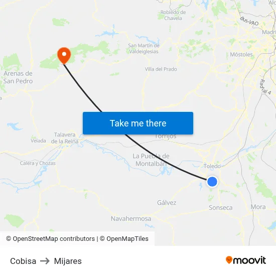 Cobisa to Mijares map