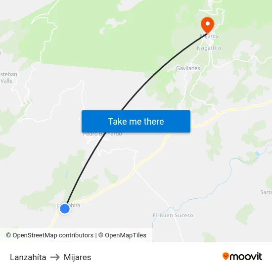 Lanzahíta to Mijares map