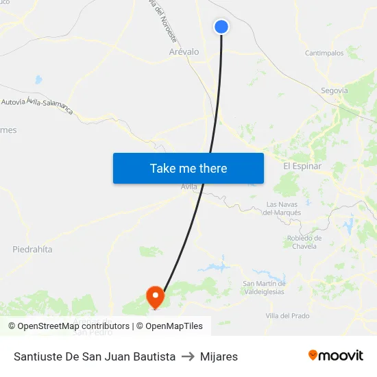 Santiuste De San Juan Bautista to Mijares map