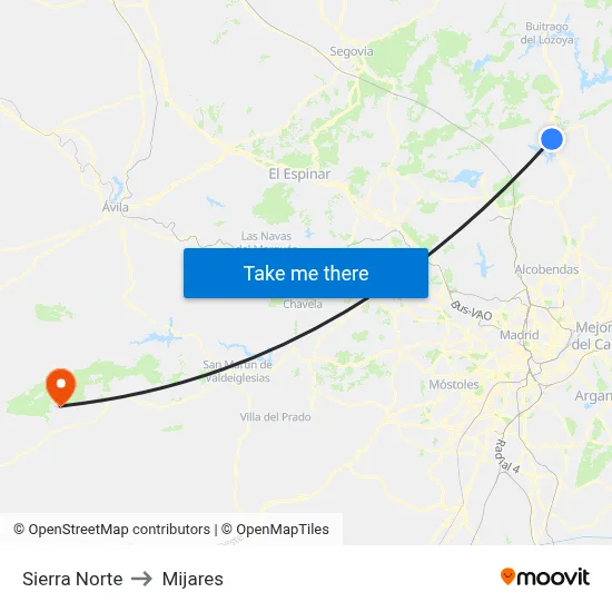 Sierra Norte to Mijares map