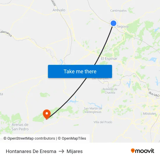 Hontanares De Eresma to Mijares map