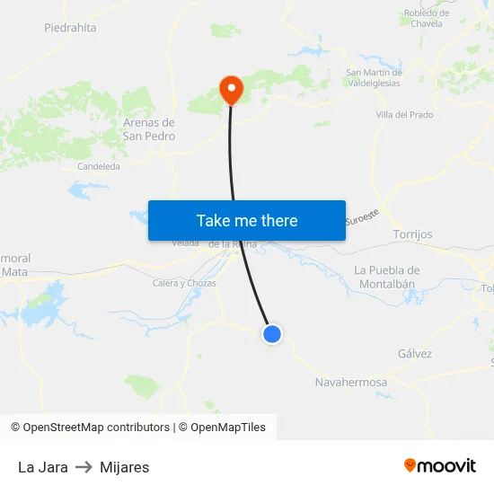 La Jara to Mijares map
