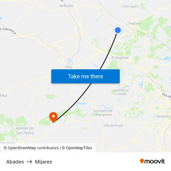 Abades to Mijares map