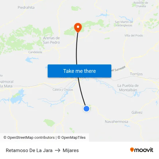 Retamoso De La Jara to Mijares map