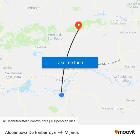 Aldeanueva De Barbarroya to Mijares map