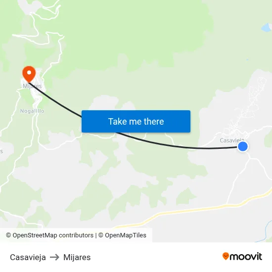 Casavieja to Mijares map