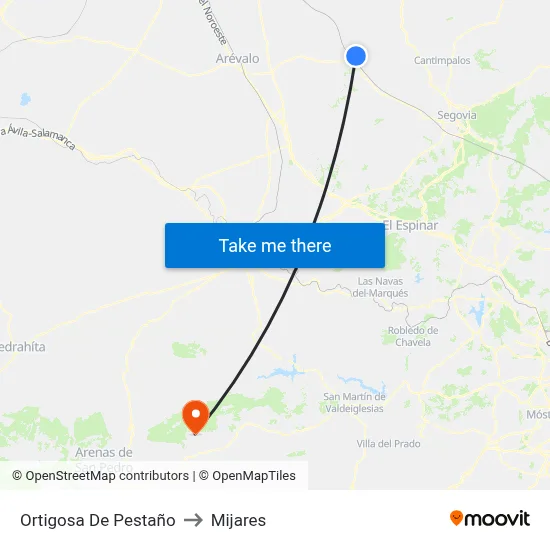 Ortigosa De Pestaño to Mijares map