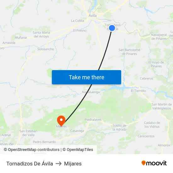 Tornadizos De Ávila to Mijares map