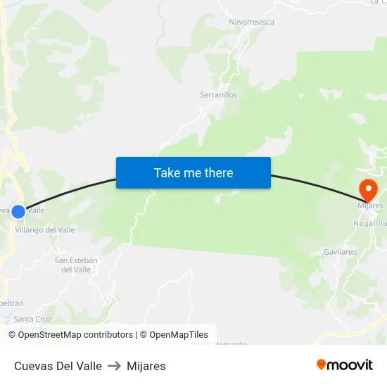 Cuevas Del Valle to Mijares map