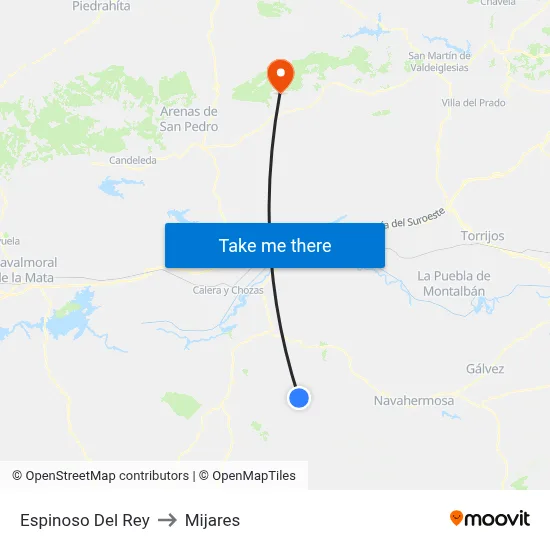 Espinoso Del Rey to Mijares map