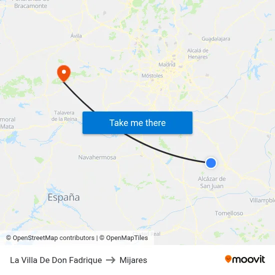 La Villa De Don Fadrique to Mijares map