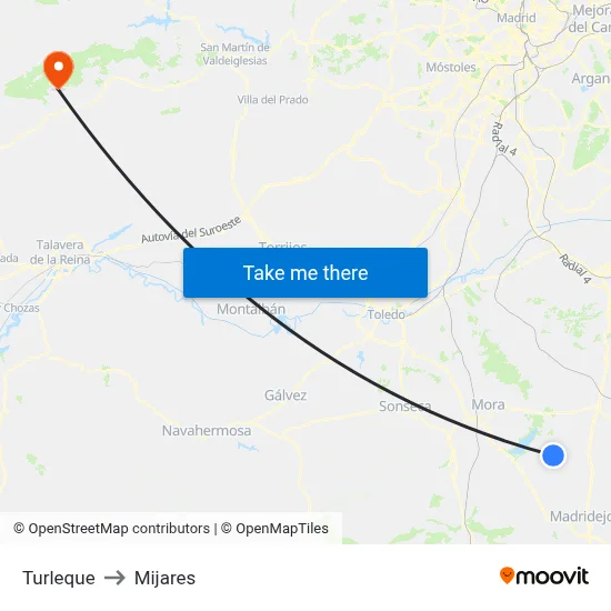 Turleque to Mijares map