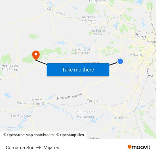 Comarca Sur to Mijares map