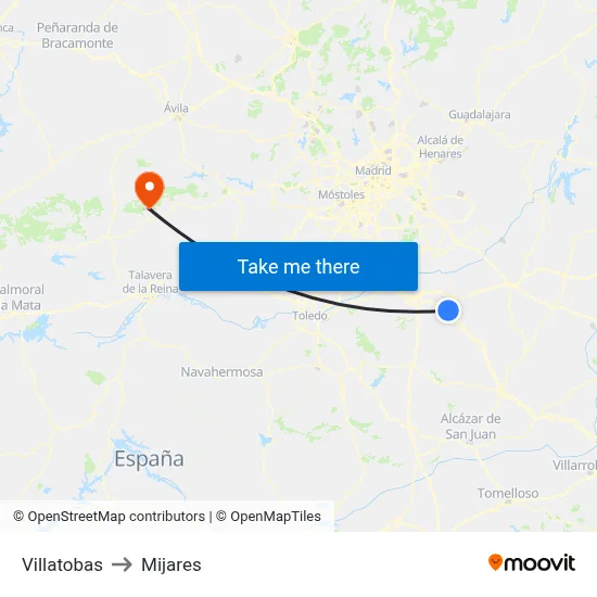 Villatobas to Mijares map