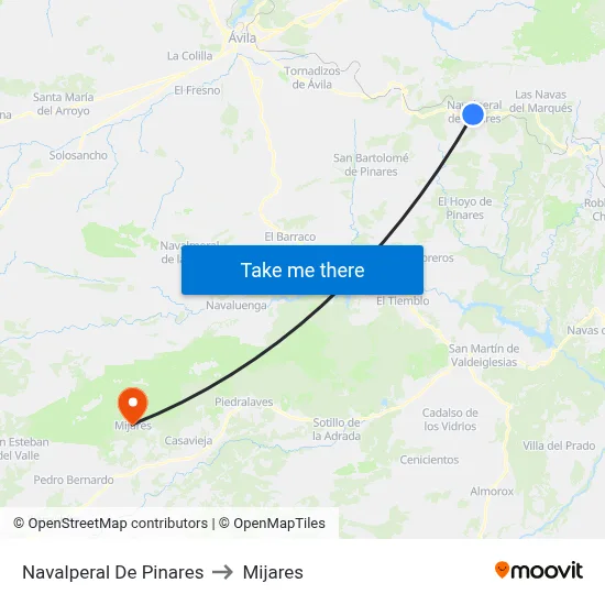 Navalperal De Pinares to Mijares map