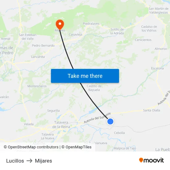 Lucillos to Mijares map