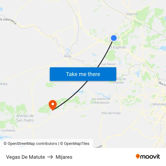 Vegas De Matute to Mijares map
