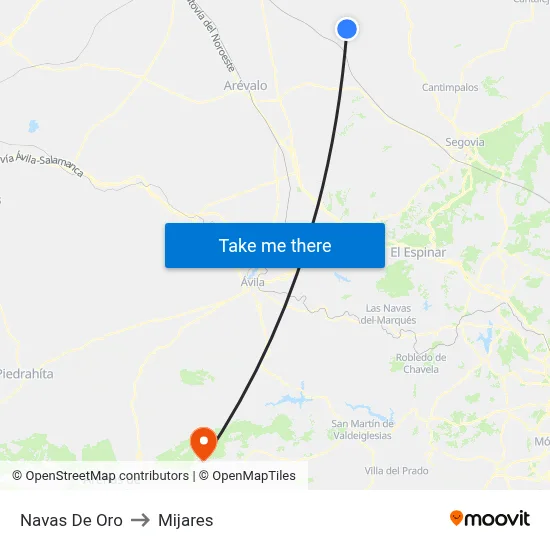 Navas De Oro to Mijares map