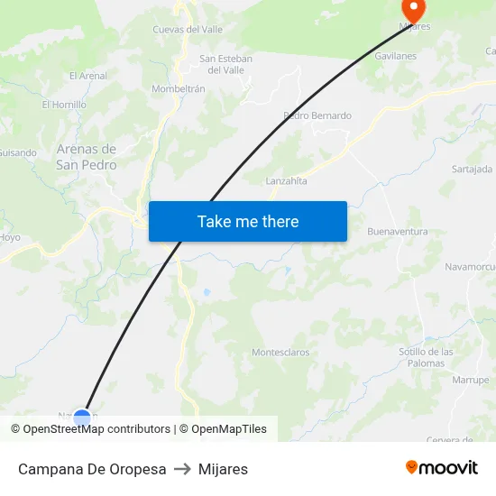 Campana De Oropesa to Mijares map