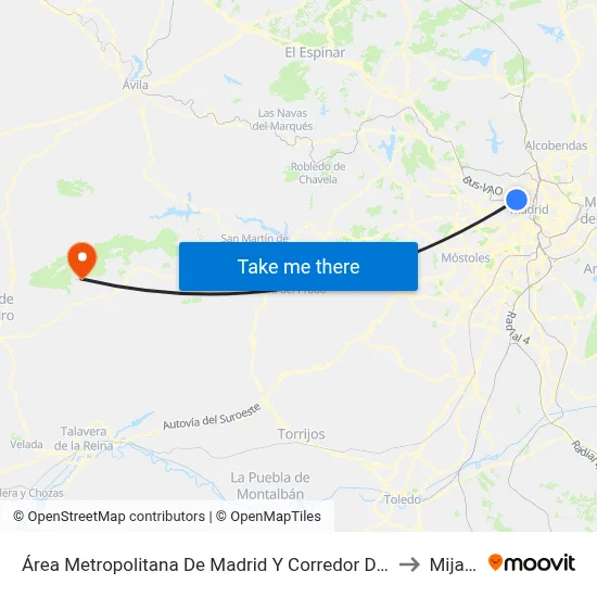 Área Metropolitana De Madrid Y Corredor Del Henares to Mijares map