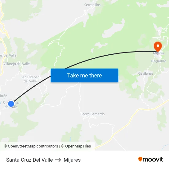 Santa Cruz Del Valle to Mijares map