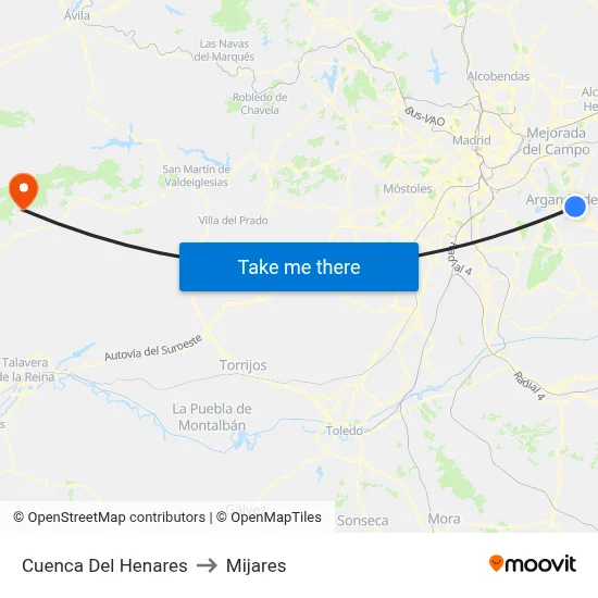 Cuenca Del Henares to Mijares map