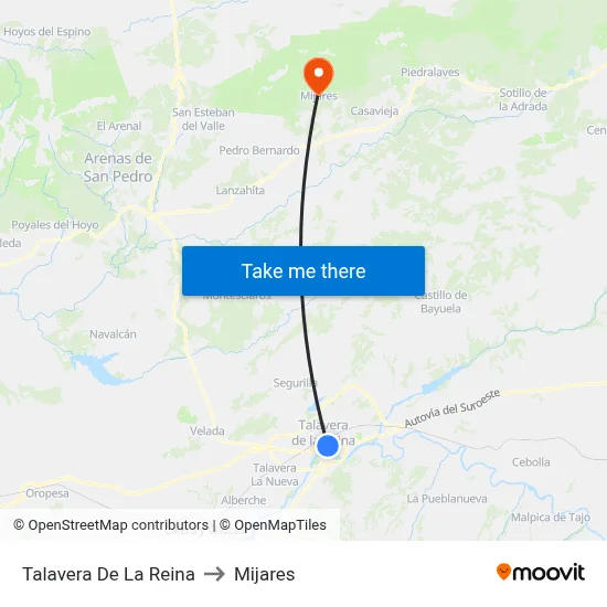 Talavera De La Reina to Mijares map
