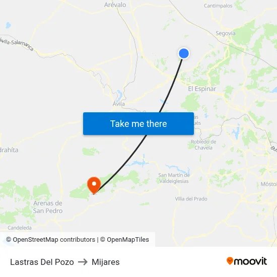 Lastras Del Pozo to Mijares map