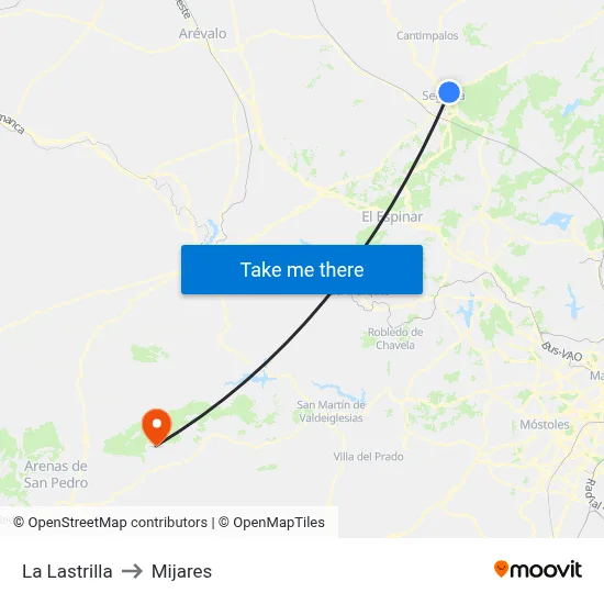 La Lastrilla to Mijares map