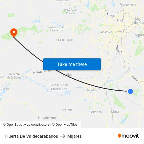Huerta De Valdecarábanos to Mijares map