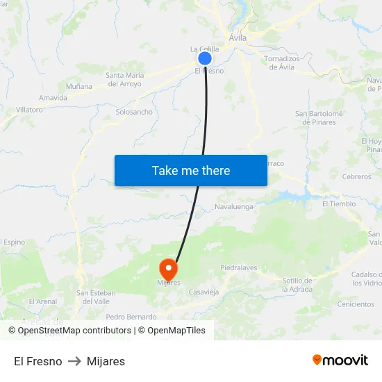 El Fresno to Mijares map