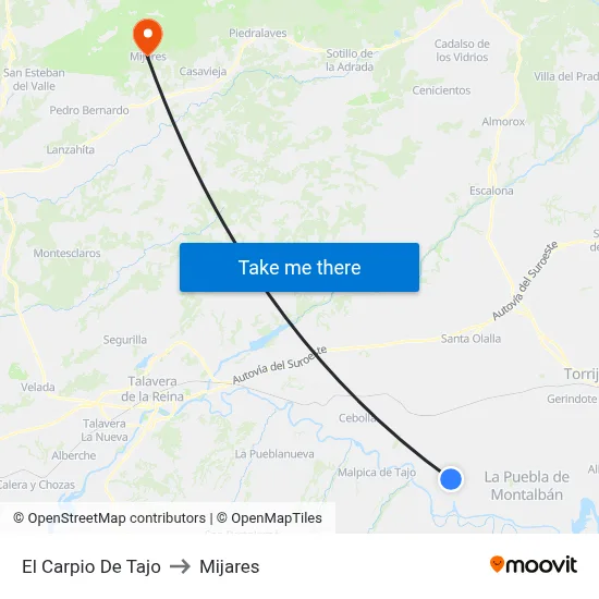 El Carpio De Tajo to Mijares map