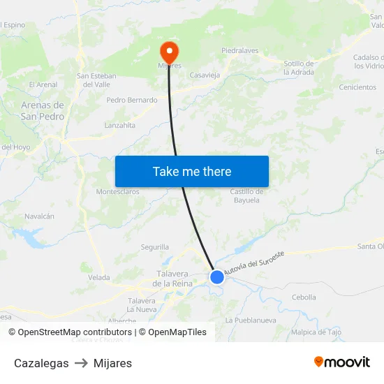 Cazalegas to Mijares map