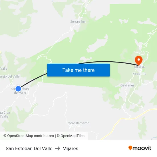 San Esteban Del Valle to Mijares map