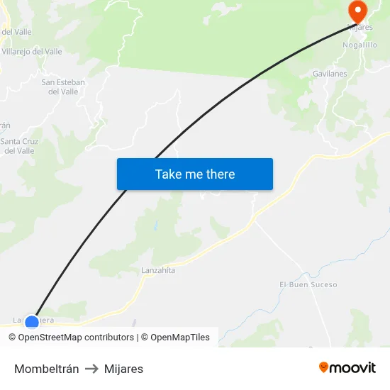 Mombeltrán to Mijares map