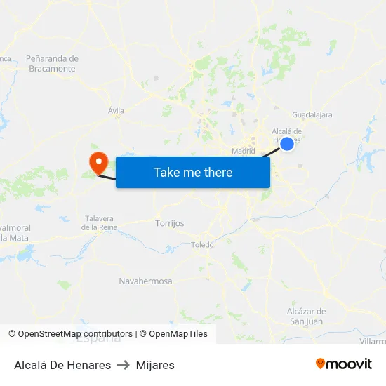 Alcalá De Henares to Mijares map