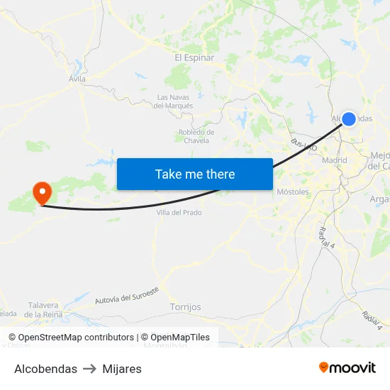 Alcobendas to Mijares map
