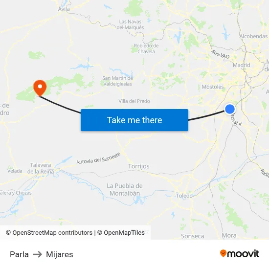 Parla to Mijares map