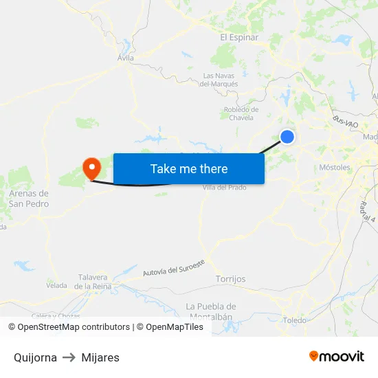 Quijorna to Mijares map