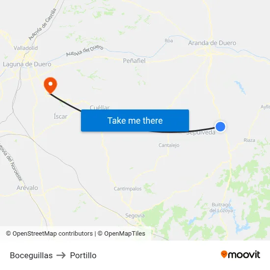 Boceguillas to Portillo map