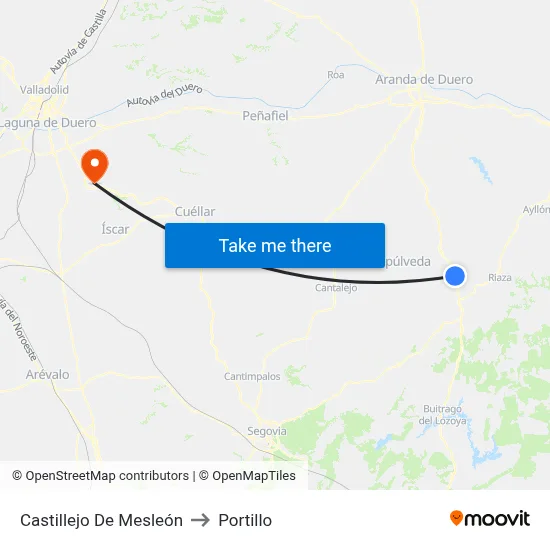 Castillejo De Mesleón to Portillo map
