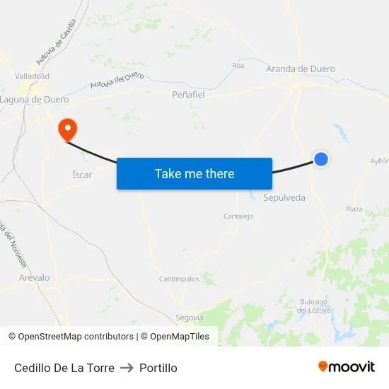 Cedillo De La Torre to Portillo map
