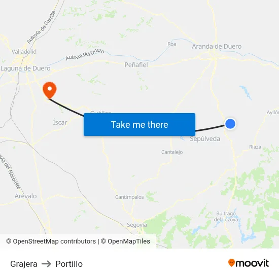 Grajera to Portillo map