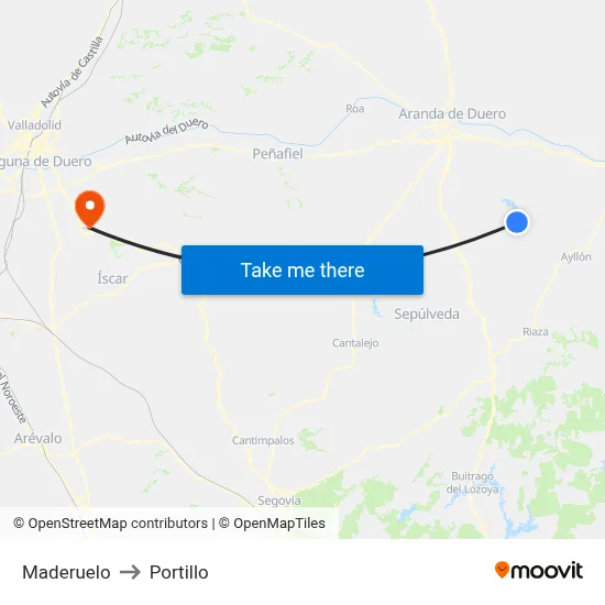 Maderuelo to Portillo map
