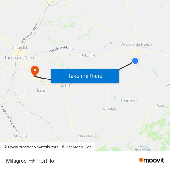 Milagros to Portillo map